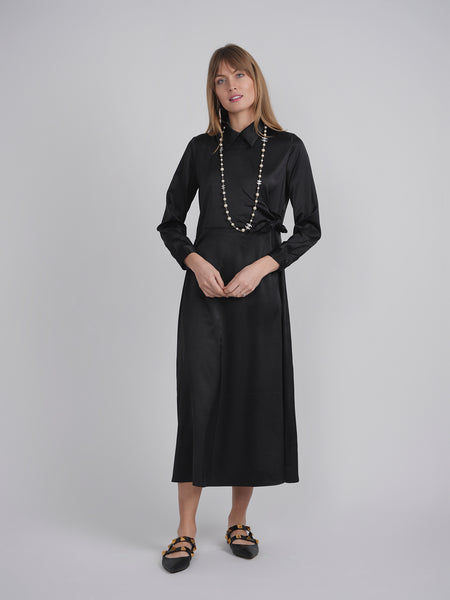 satin wrap shirt dress Silk Shirt Dress - Boho Summer Dress Summer - Silk Dress With Tie Belt