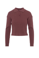 Vivid Crop Cable Polo Sweater