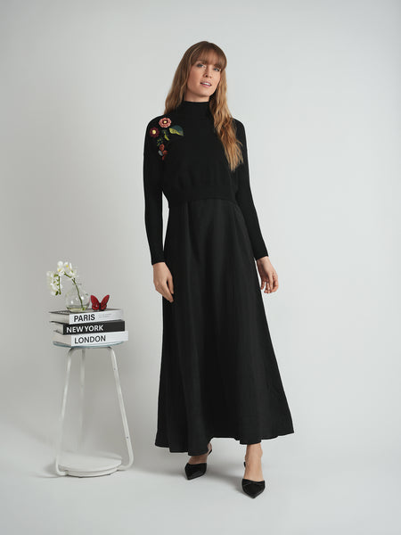 Versatile Jumper w Floral Applique Sweater Set