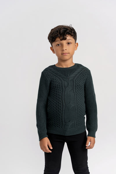 Hopscotch Knit Cable Vneck Sweater