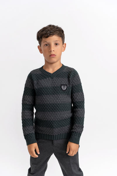 Charlotte & George Textured Knit Vneck Sweater
