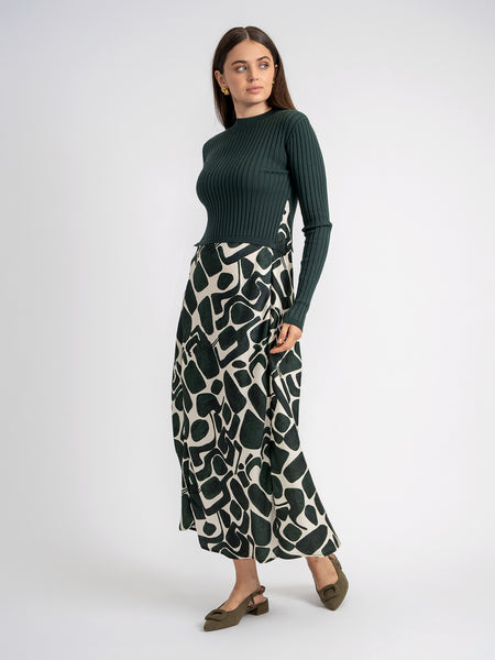 Aspect Printed Dress w Sweater as Set