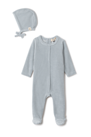 Bebe Bella Velour Pompom Footie w Bonnet
