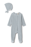 Bebe Bella  Pompom Footie w/ Bonnet and Blanket