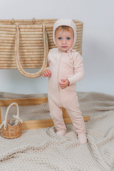Bebe Bella  Pompom Footie w/ Bonnet and Blanket