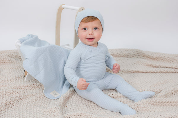 Bebe Bella Embossed Diamond Rocking Horse Wrap Footie w Hat