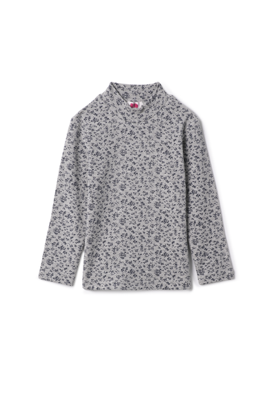 Pinky Promise Floral Rib Mock Neck  Top
