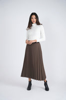 Moss Leather Pleated Skirt