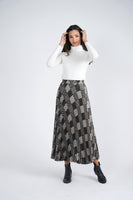 Viva K Abstract Print Pleated Skirt