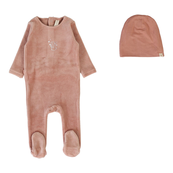 Lilette Velour Forest Graphic Footie, Hat & Blanket Layette Set