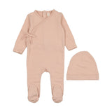 Lilette Brushed Cotton Wrapover Footie & Beanie