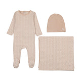 Lilette Mini Print Layette Footie, Hat, Blanket Set