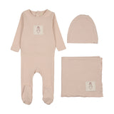 Lilette Graphic Tag Footie, Hat, Blanket Layette Set