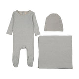 Lilette Mini Print Layette Footie, Hat, Blanket Set
