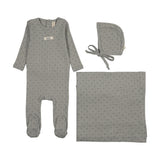 Lilette Floret Print Footie, Hat, Blanket Layette Set