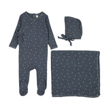 Lilette Cherry Scallop Footie, Hat, Blanket Layette Set
