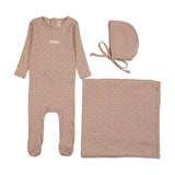 Lilette Floret Print Footie, Hat, Blanket Layette Set