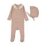 Lilette Sweetheart Collar Footie & Hat Set