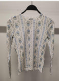Emblem Striped Floral Printed Tshirt