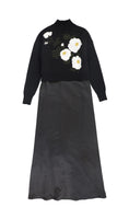 Valentina Flower Embroidered Sweater Maxi Dress