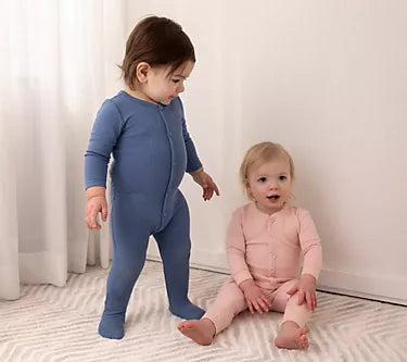 Minimoi Solid Rib Button Down Footie