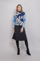 Cable Colorblock Flower Sweater