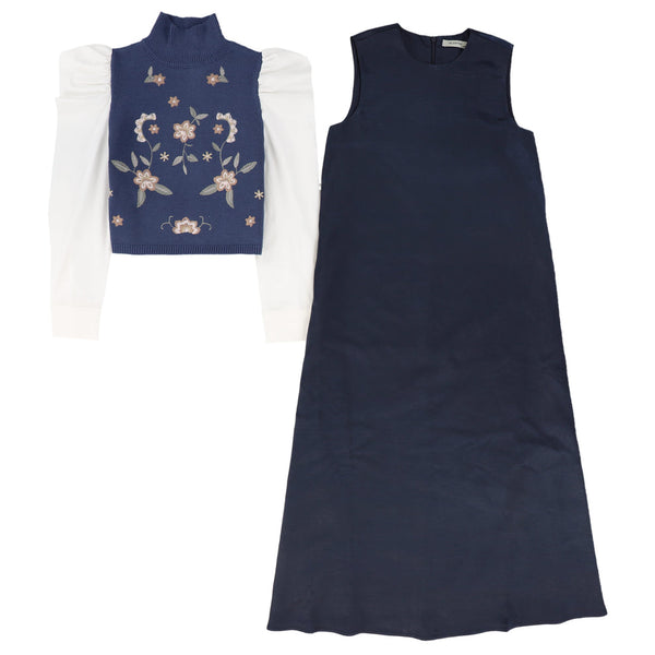 Valentina Embroidered Turtleneck Vest Dress