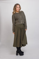 Ivee Angled Yoke Dress w Chunky Waffle Cardigan Set