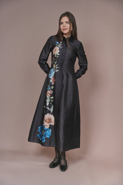 Blue Perla Side Flower Tie Dress