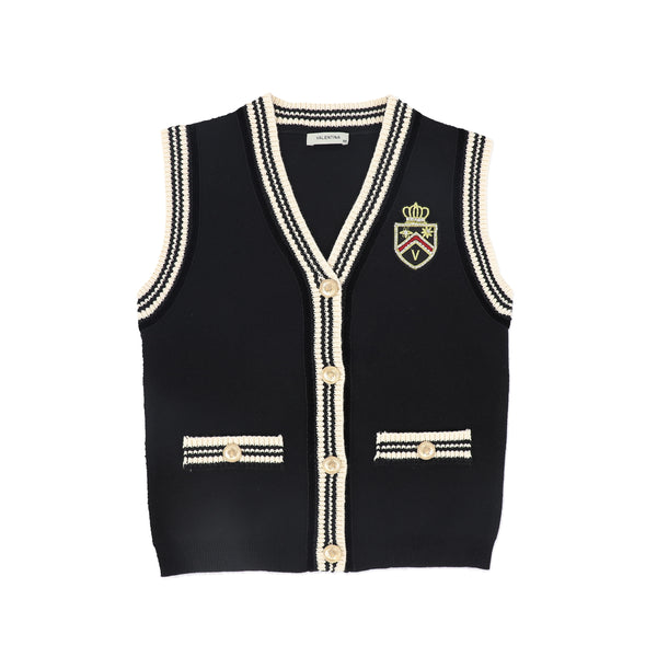 Valentina Stripe Trim Knit Vest