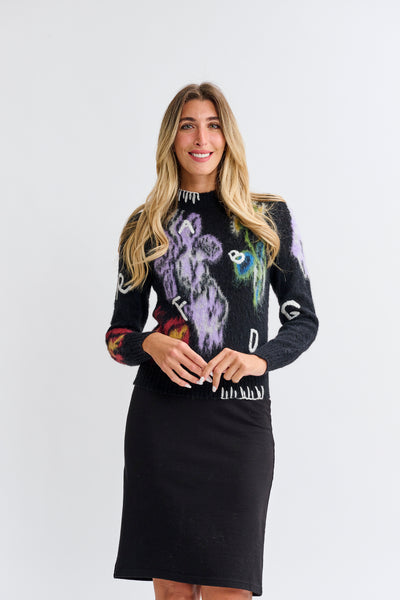 OOTD Colorful Fuzz Knit Top