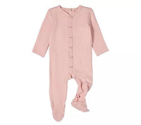 Minimoi Solid Rib Button Down Footie