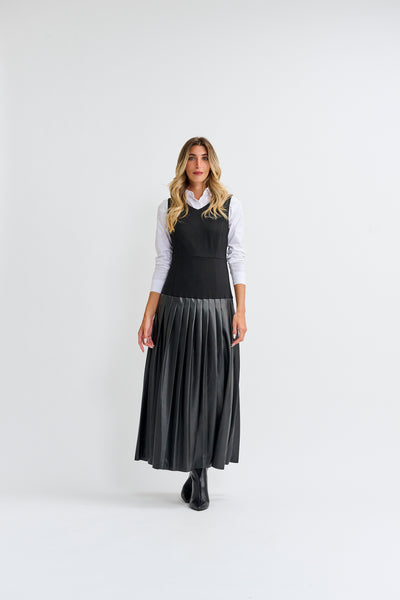 Langdon Jumper with Leather Belt and Pleats