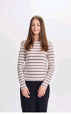 Chloe & Emma Striped Ribbed Top With Gold Buttons
