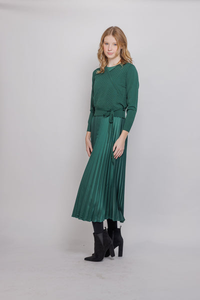 Cable Open Weave Sweater over Slip Dress