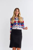 Pascal Argyle Sequin Button Down Sweater
