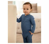 Minimoi Solid Rib Button Down Footie