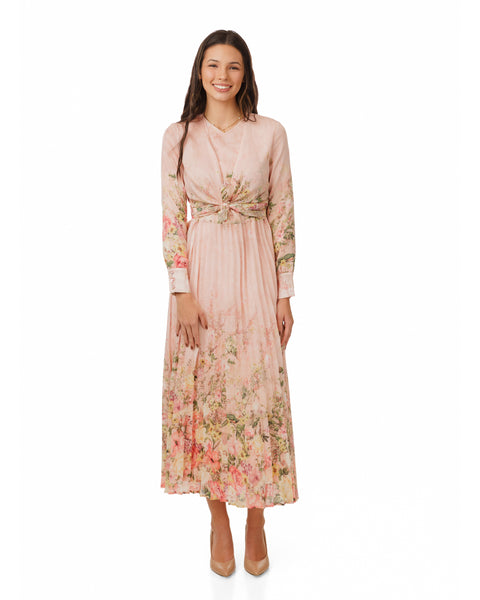 Mauve Floral Linen Dress Mauve Floral Linen Dress