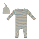 Fragile Rib Stripe Footie w Hat