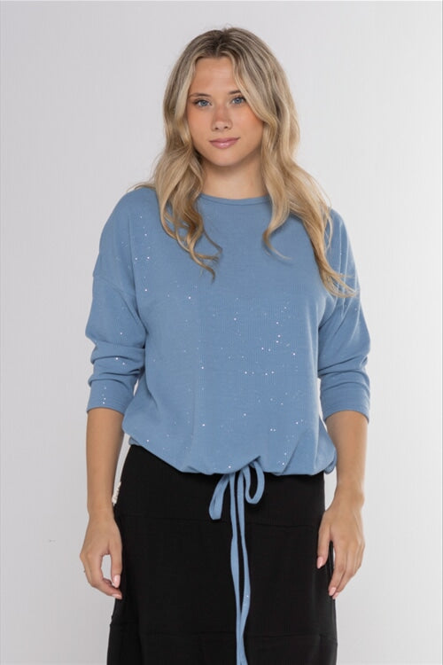 Ivee Drawstring Glitter Rib Top – Hats to Hose