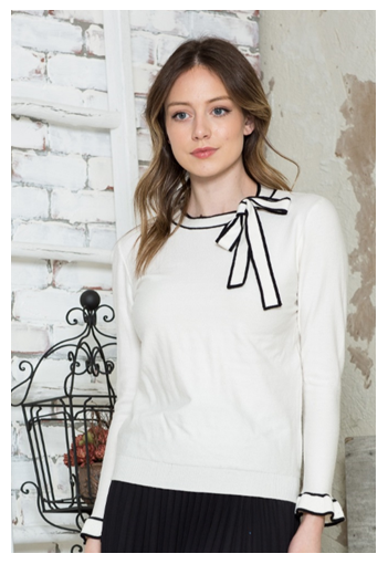 Ivee Side Neck Bow Sweater