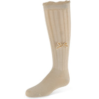 Zubii Striped Texture Bow Knee Sock