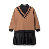 Kai & Kelly Vneck Sweatshirt Pleated Dress