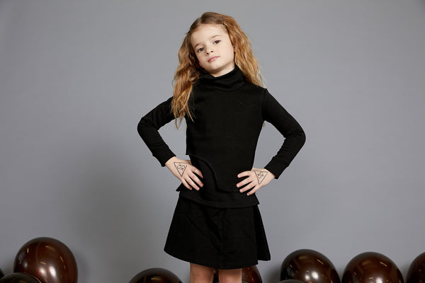 kid ribbed turtleneck dress Kids Arlo Turtleneck Top & Dress