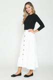 Ivee Button Front Low Ruffle Midi Skirt