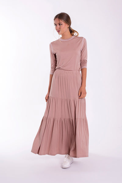 Monn Tiered Jersey Maxi Skirt Monn Tiered Jersey Maxi Skirt