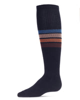 Memoi Retro Stripe Thin Ribbed Knee Sock