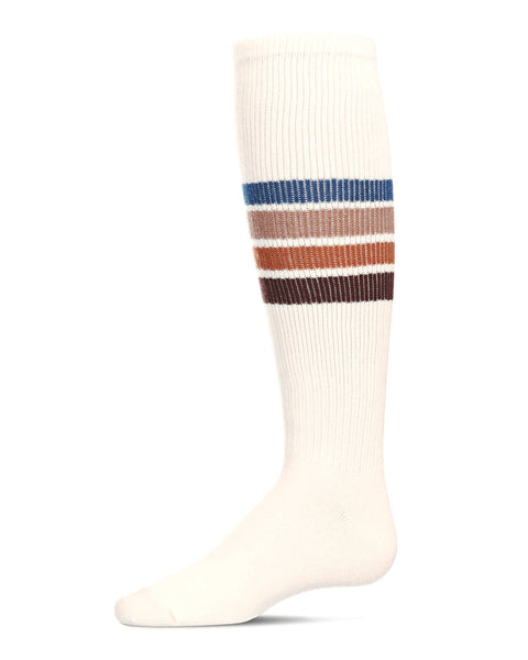 Memoi Retro Stripe Thin Ribbed Knee Sock