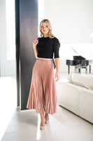 Front Row Pleated Puff Sleeve Sweater