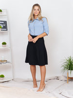 Front Row Paneled Knit Flared Skirt